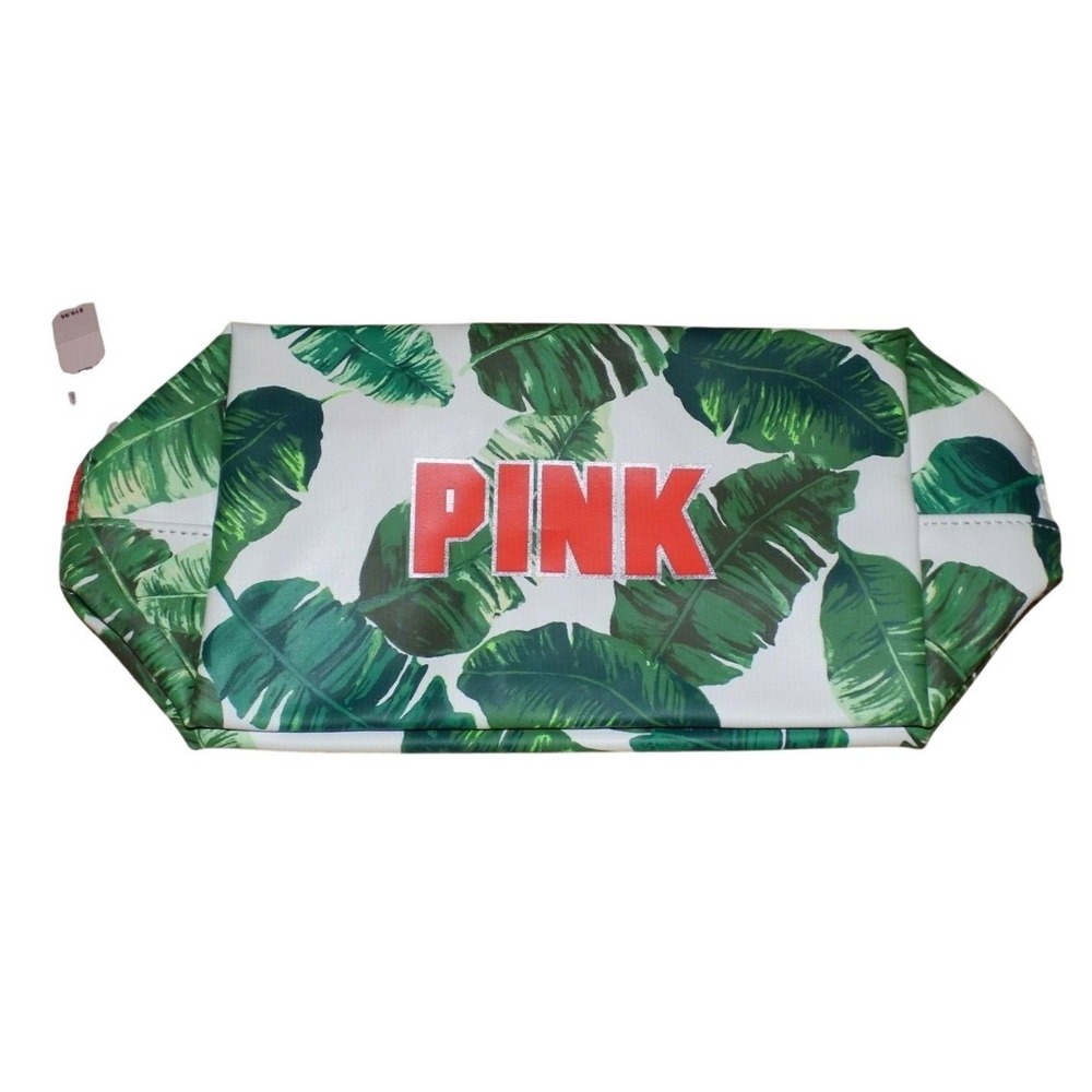 PINK Logo Clear Palms Vacation Zippered Beauty Cosmetic Makeup Bag NEW